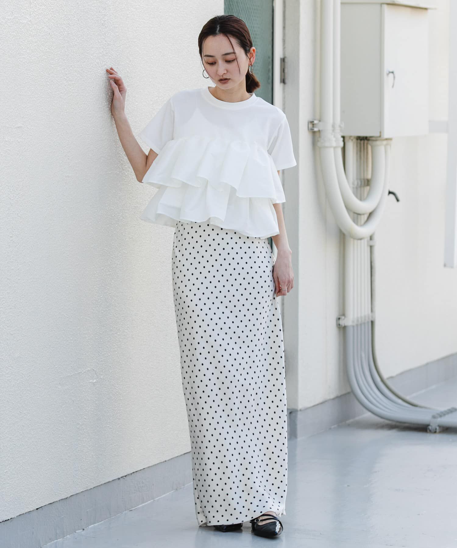 SENSE OF PLACE by URBAN RESEARCH「シャイニーフリルドッキングカットトップ」|Tシャツ・カットソー|