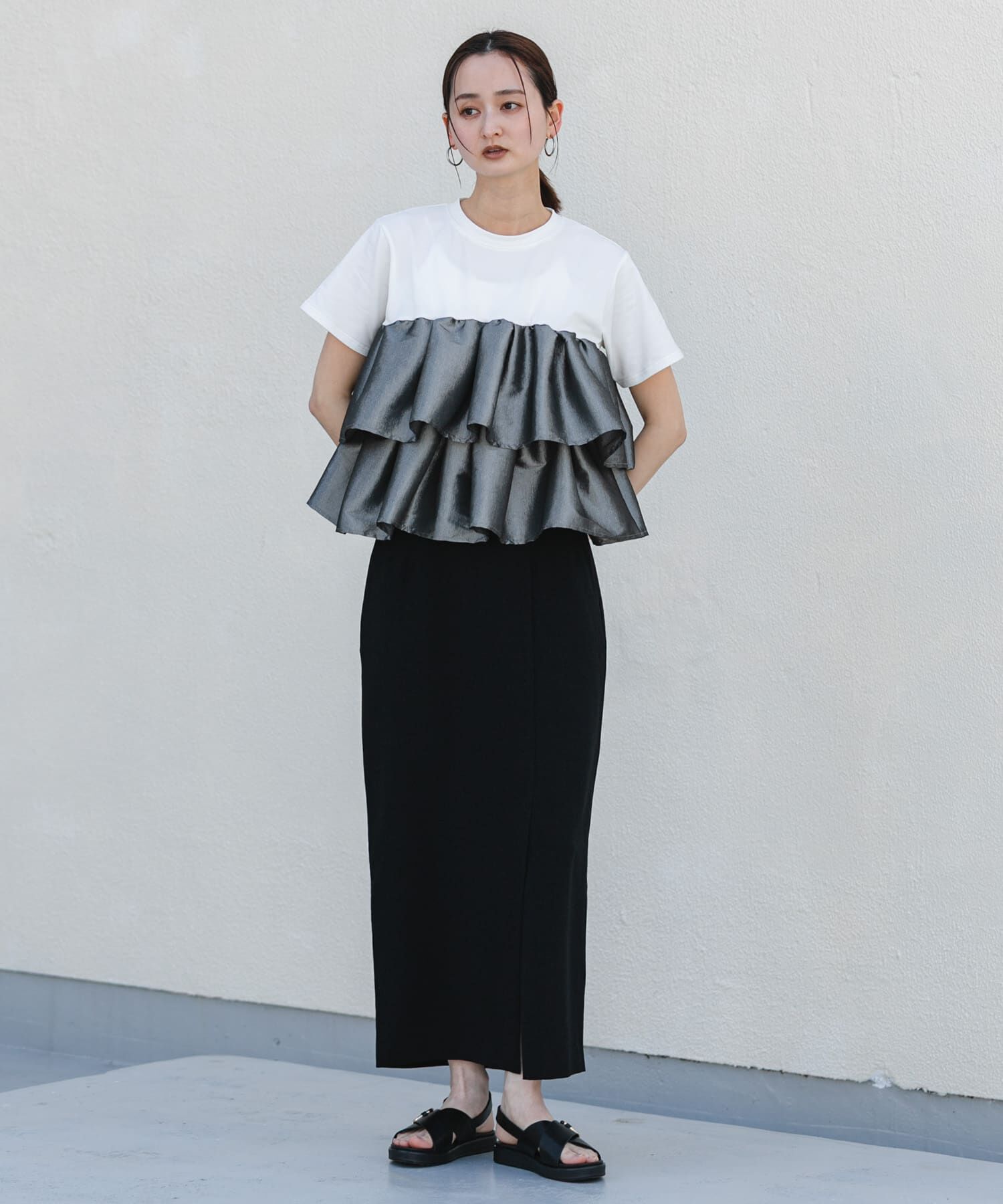 SENSE OF PLACE by URBAN RESEARCH「シャイニーフリルドッキングカットトップ」|Tシャツ・カットソー|