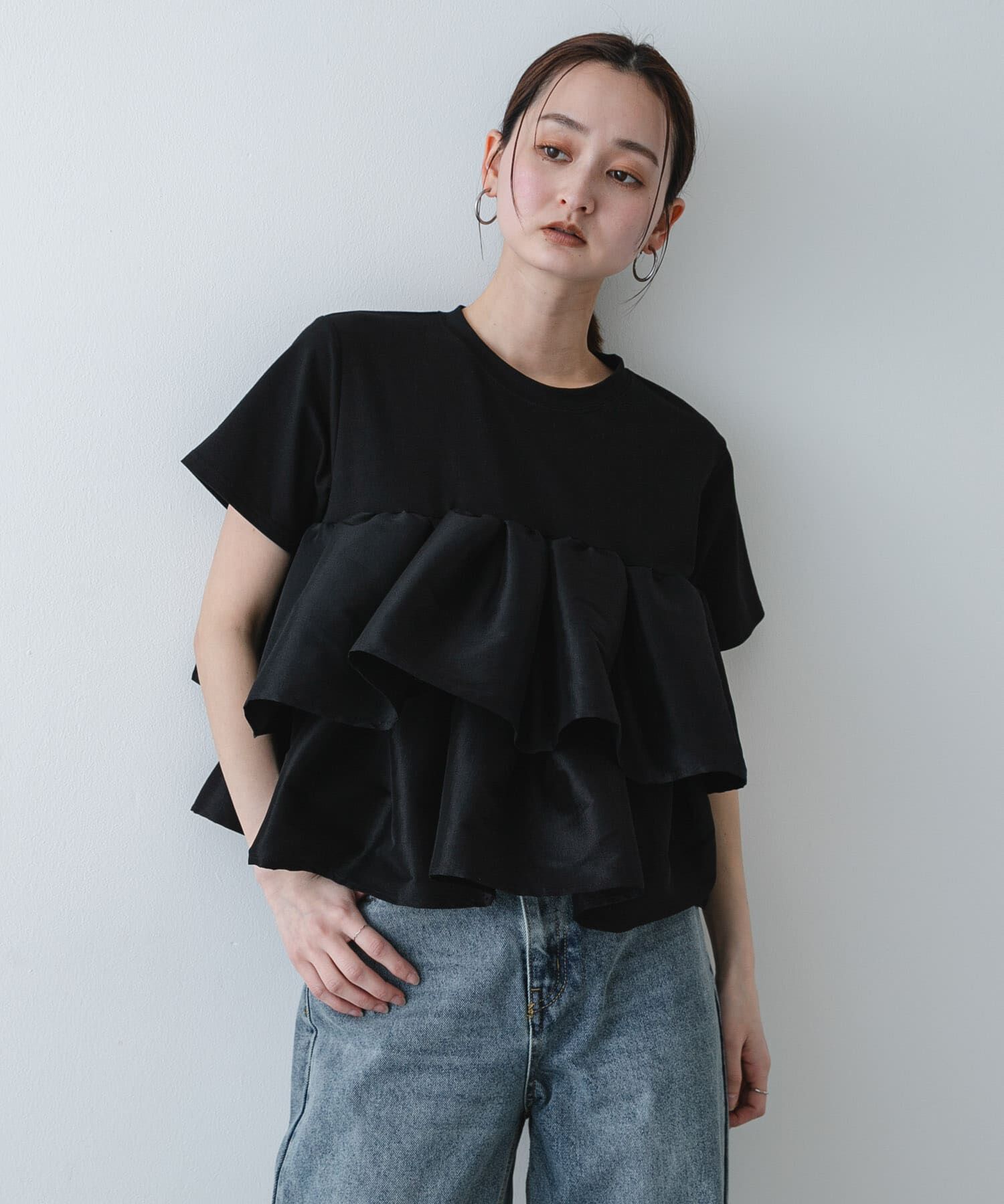 SENSE OF PLACE by URBAN RESEARCH「シャイニーフリルドッキングカットトップ」|Tシャツ・カットソー|