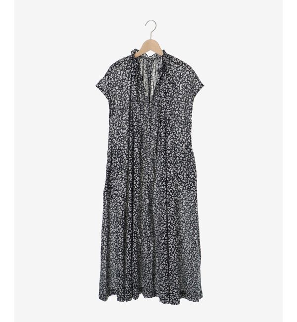  「《手洗い可能》フラワープリントネックギャザーワンピース」|ワンピース|