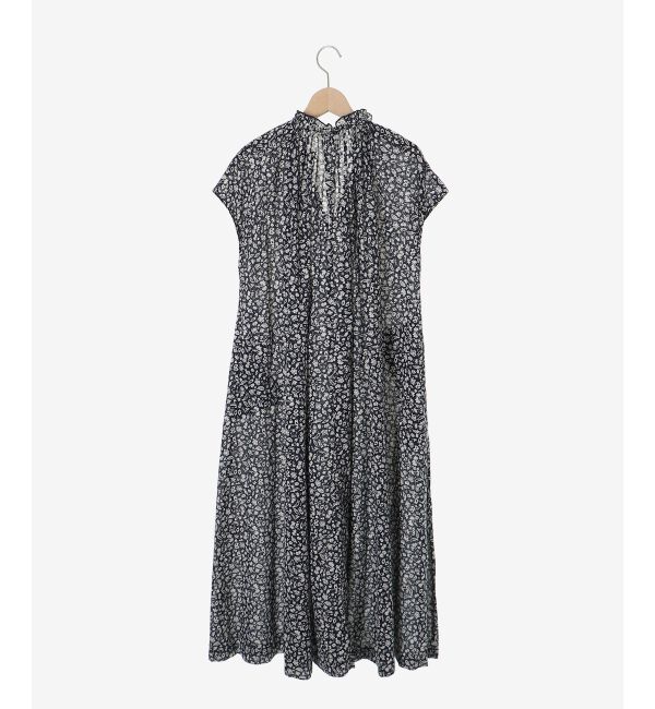  「《手洗い可能》フラワープリントネックギャザーワンピース」|ワンピース|