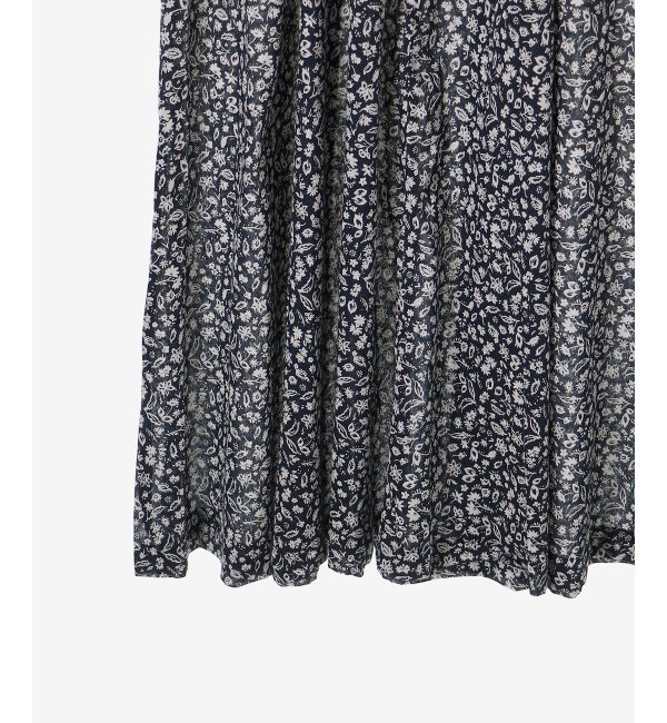  「《手洗い可能》フラワープリントネックギャザーワンピース」|ワンピース|