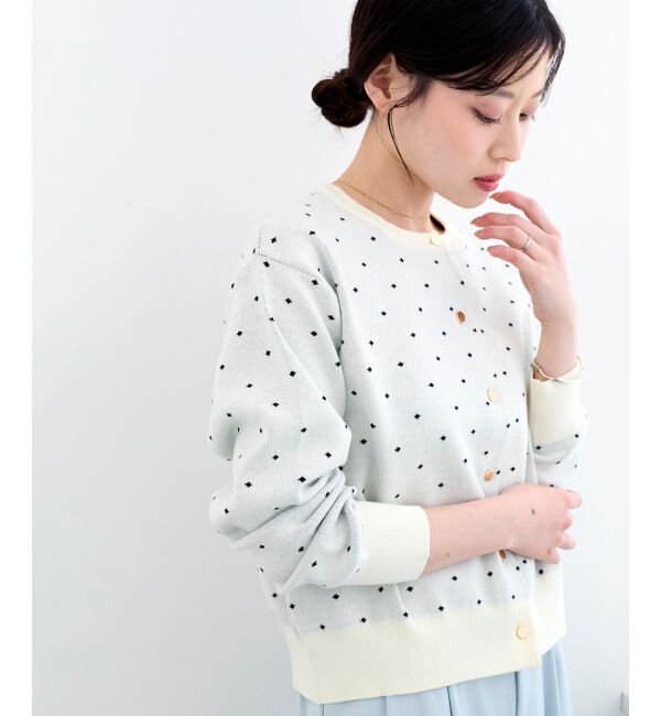  「ドットジャガードニットカーディガン」|カーディガン|