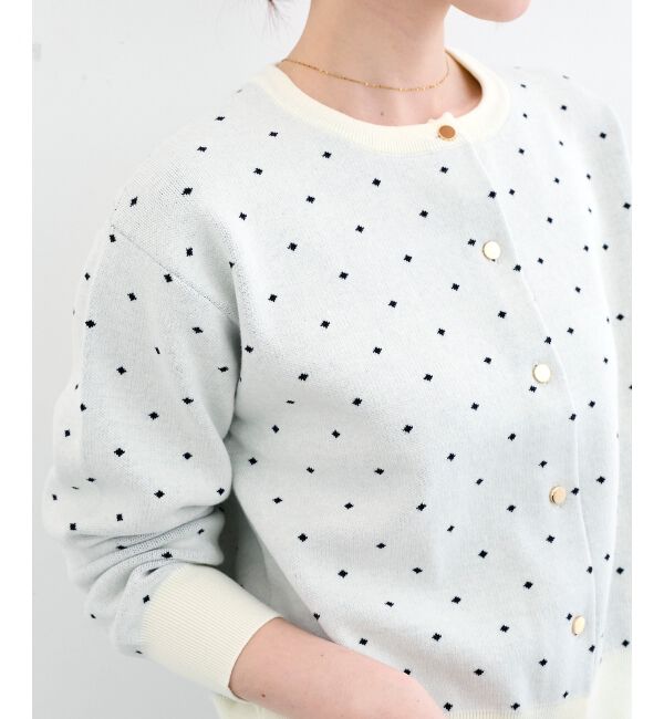  「ドットジャガードニットカーディガン」|カーディガン|