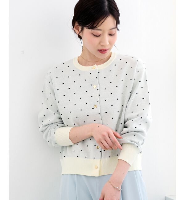  「ドットジャガードニットカーディガン」|カーディガン|