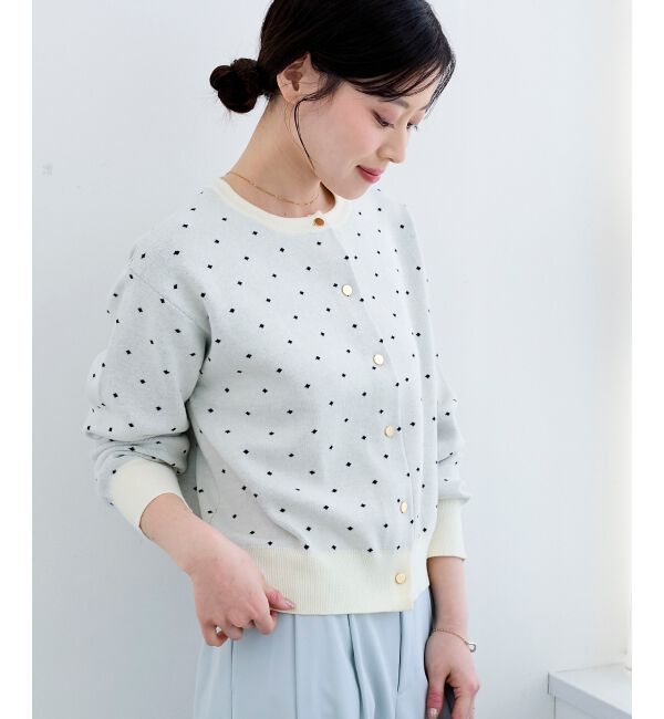  「ドットジャガードニットカーディガン」|カーディガン|