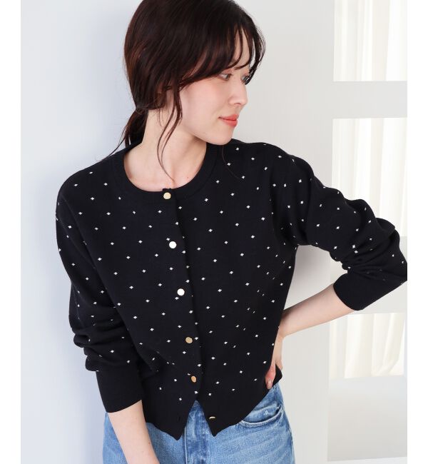  「ドットジャガードニットカーディガン」|カーディガン|