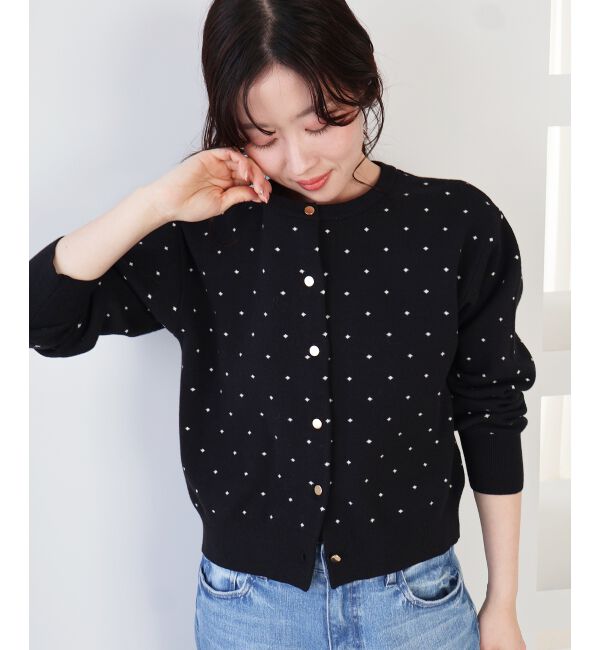  「ドットジャガードニットカーディガン」|カーディガン|