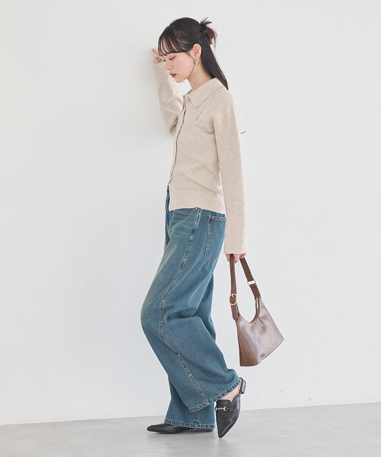 earth music&ecology「襟付きニットアンサンブル」|カーディガン|