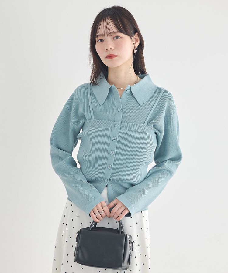 earth music&ecology「襟付きニットアンサンブル」|カーディガン|