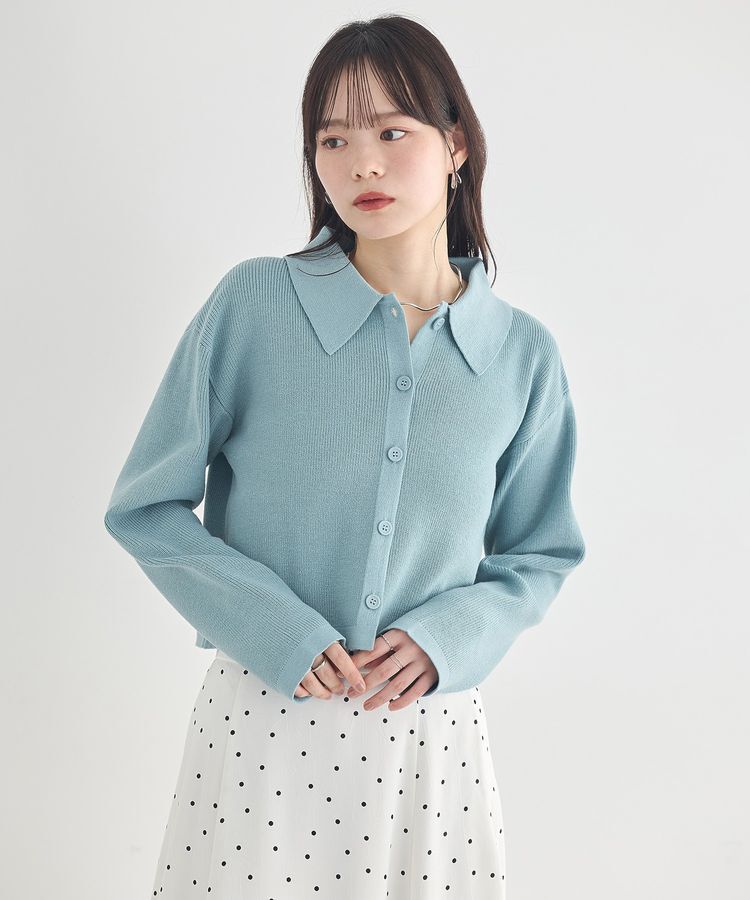 earth music&ecology「襟付きニットアンサンブル」|カーディガン|