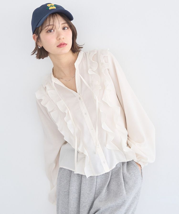 earth music&ecology「フリルリボンブラウス」|シャツ・ブラウス|Off White