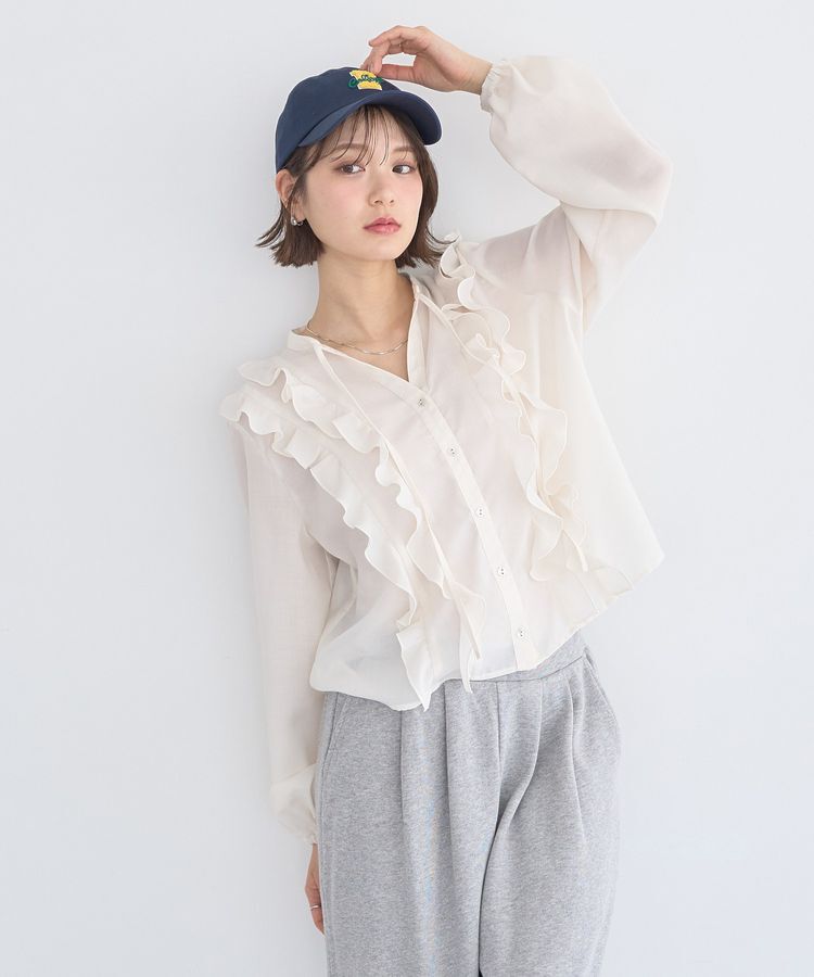 earth music&ecology「フリルリボンブラウス」|シャツ・ブラウス|