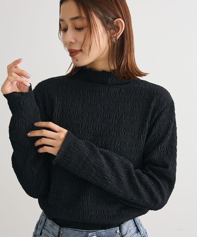 Green Parks「・Petit Fleur ジャガードハイネックロンTEE」|Tシャツ・カットソー|Black