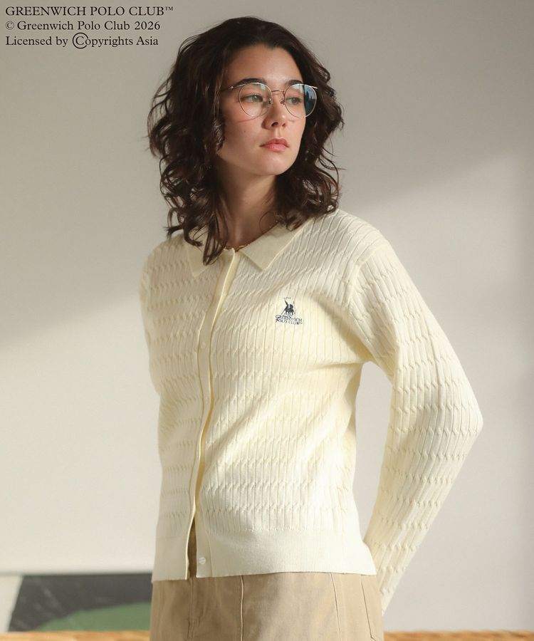 Green Parks「GREENWICH POLO CLUB(TM)ケーブル襟付ニットカーディガン」|カーディガン|