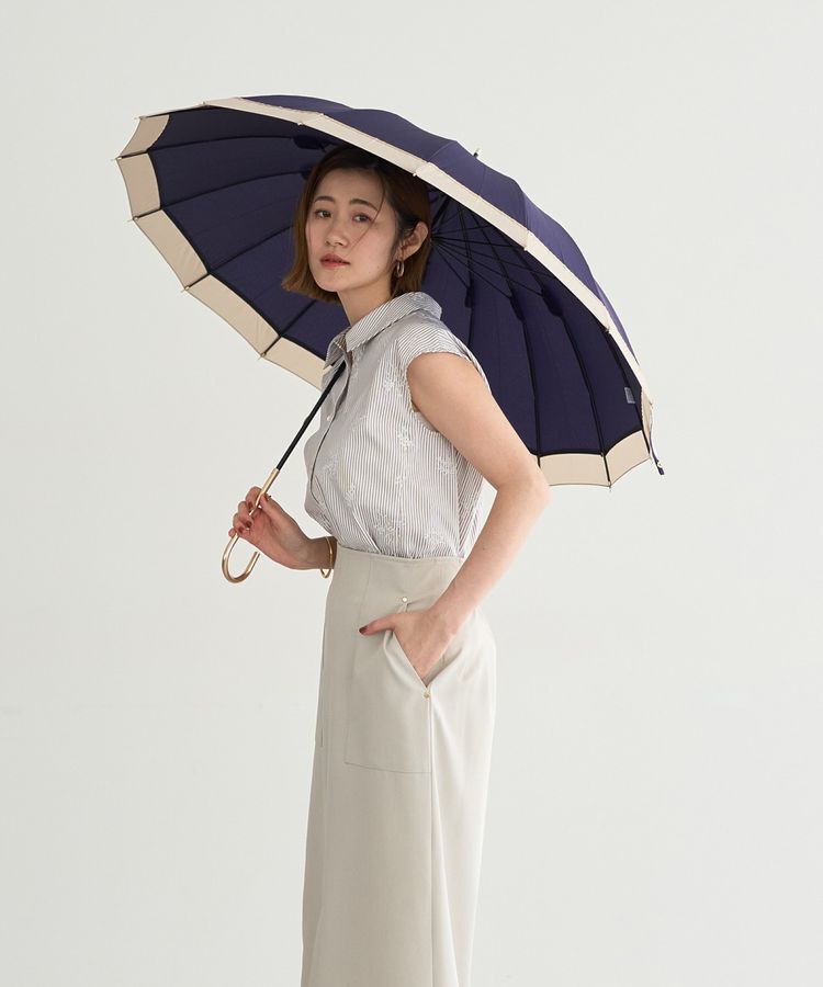 YECCA VECCA「【Wpc.】16本骨切り継ぎライン」|傘|Navy