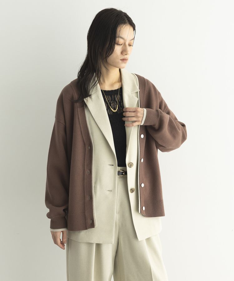 GARAGE OF GOOD CLOTHING「配色リブダブルジャガードカーディガン」|カーディガン|