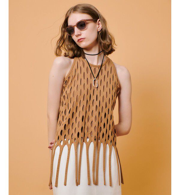 allureville「ハンモックフリンジプルオーバー」|ニット・セーター|ブラウン