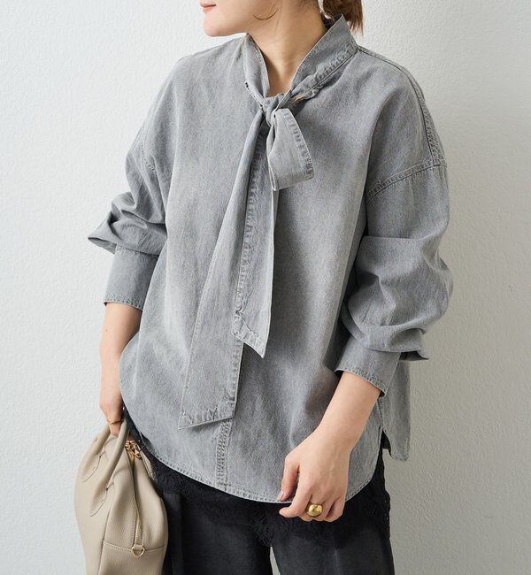  「デニムリボンタイブラウス」|プルオーバー|
