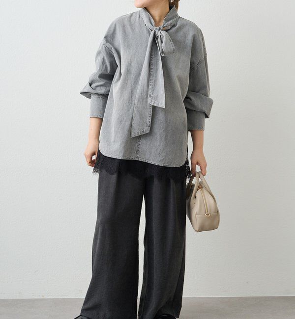  「デニムリボンタイブラウス」|プルオーバー|