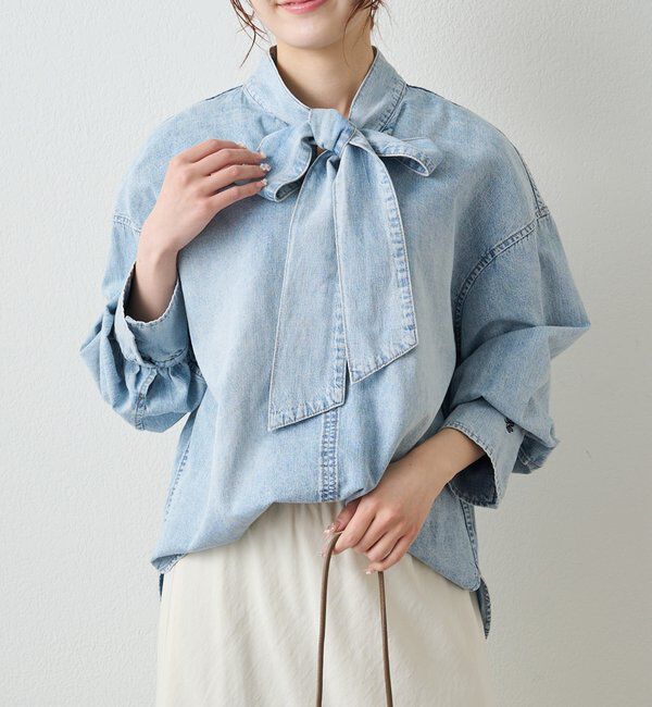  「デニムリボンタイブラウス」|プルオーバー|