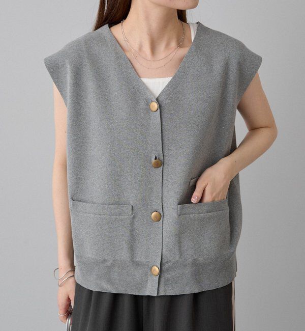 「【手洗い可能】ミラノリブニットジレベスト」|ニット・セーター|グレー