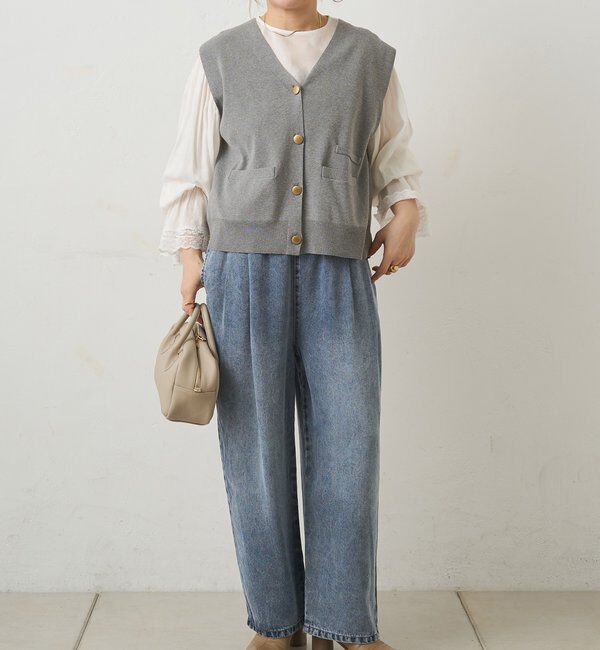  「【手洗い可能】ミラノリブニットジレベスト」|ニット・セーター|