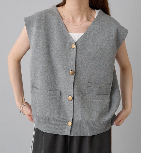  「【手洗い可能】ミラノリブニットジレベスト」|ニット・セーター|