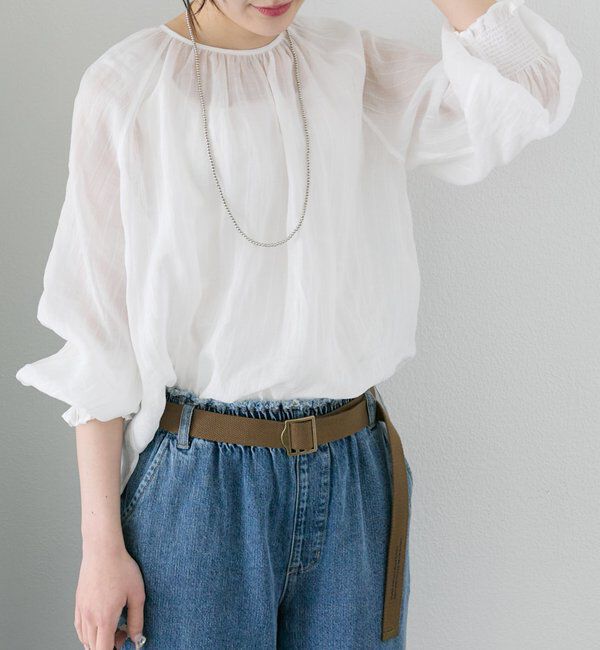  「ストライプラミーシャーリングカフブラウス」|プルオーバー|