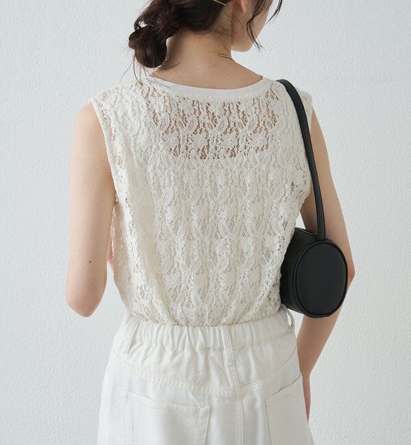  「ストレッチレースノースリーブTシャツ」|キャミソール|