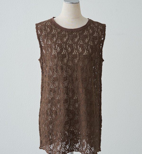  「ストレッチレースノースリーブTシャツ」|キャミソール|