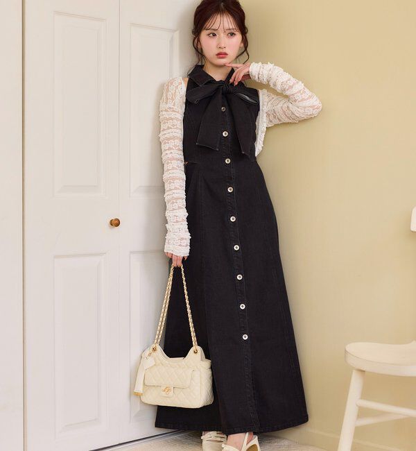  「【Denim Collection】ボレロセットサイドカットロングワンピ」|ワンピース|