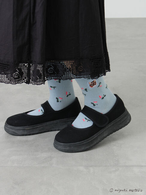 Samansa Mos2「【miyuki matsuo&times;Samansa Mos2】花柄ソックス」|ソックス|ブルー