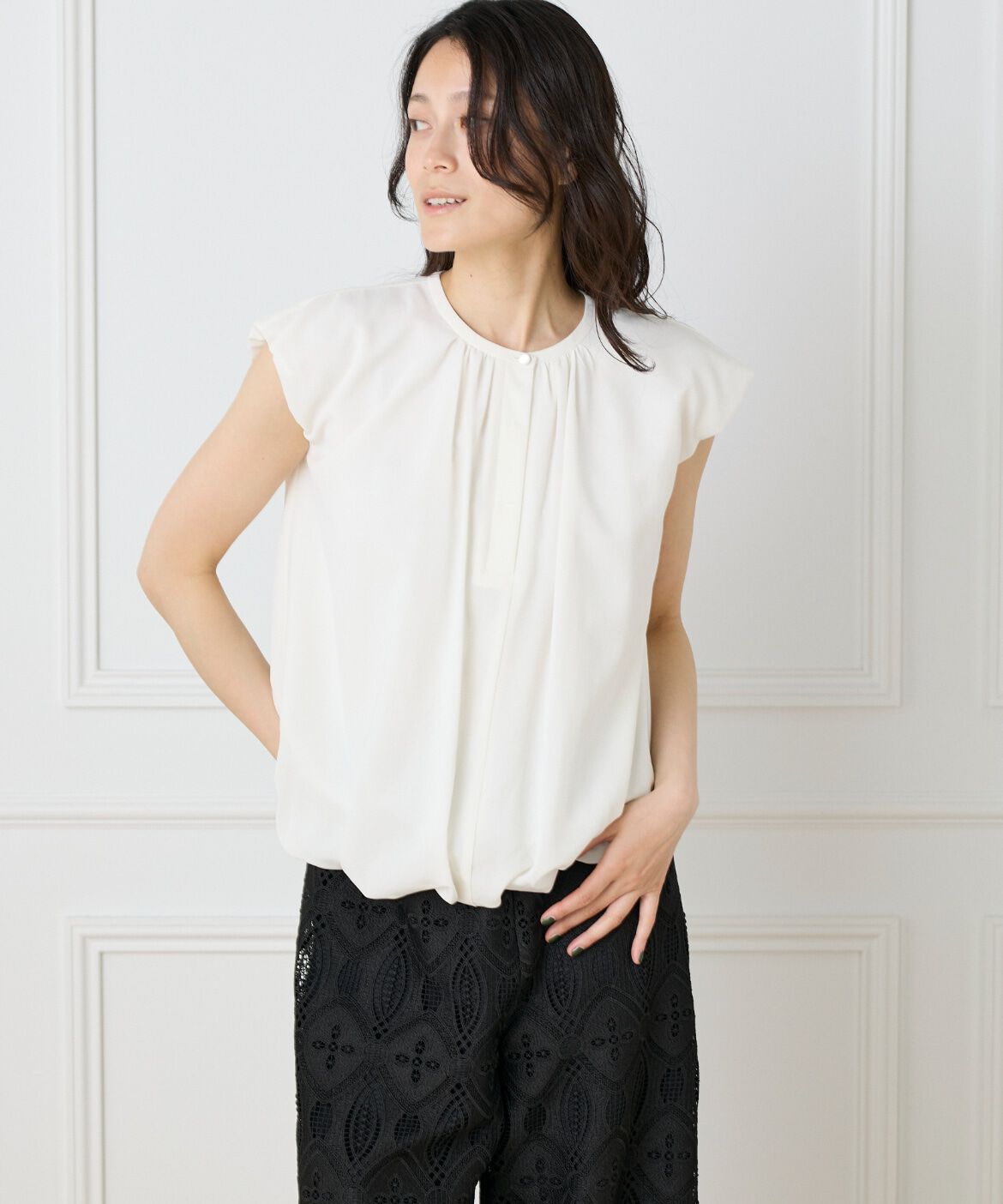 INED「《大きいサイズ》バルーンブラウス」|シャツ・ブラウス|