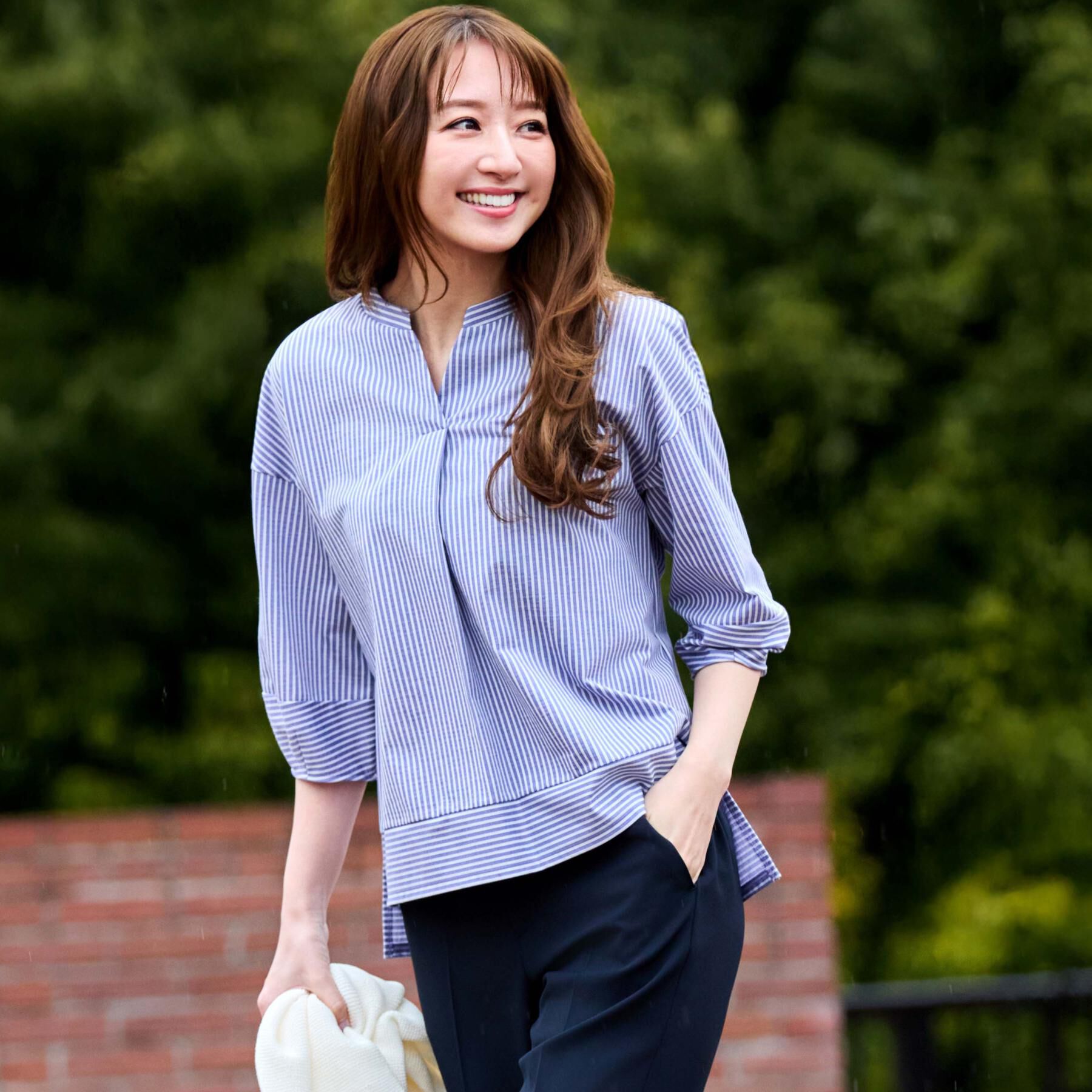 COUP DE CHANCE「【手洗い可／日本製】ストライプ柄ジャージートップス」|Tシャツ・カットソー|