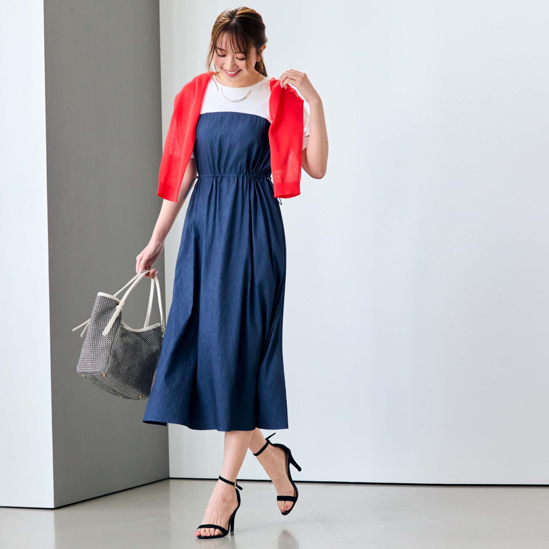 COUP DE CHANCE「【手洗い可】異素材ドッキングワンピース」|ワンピース|