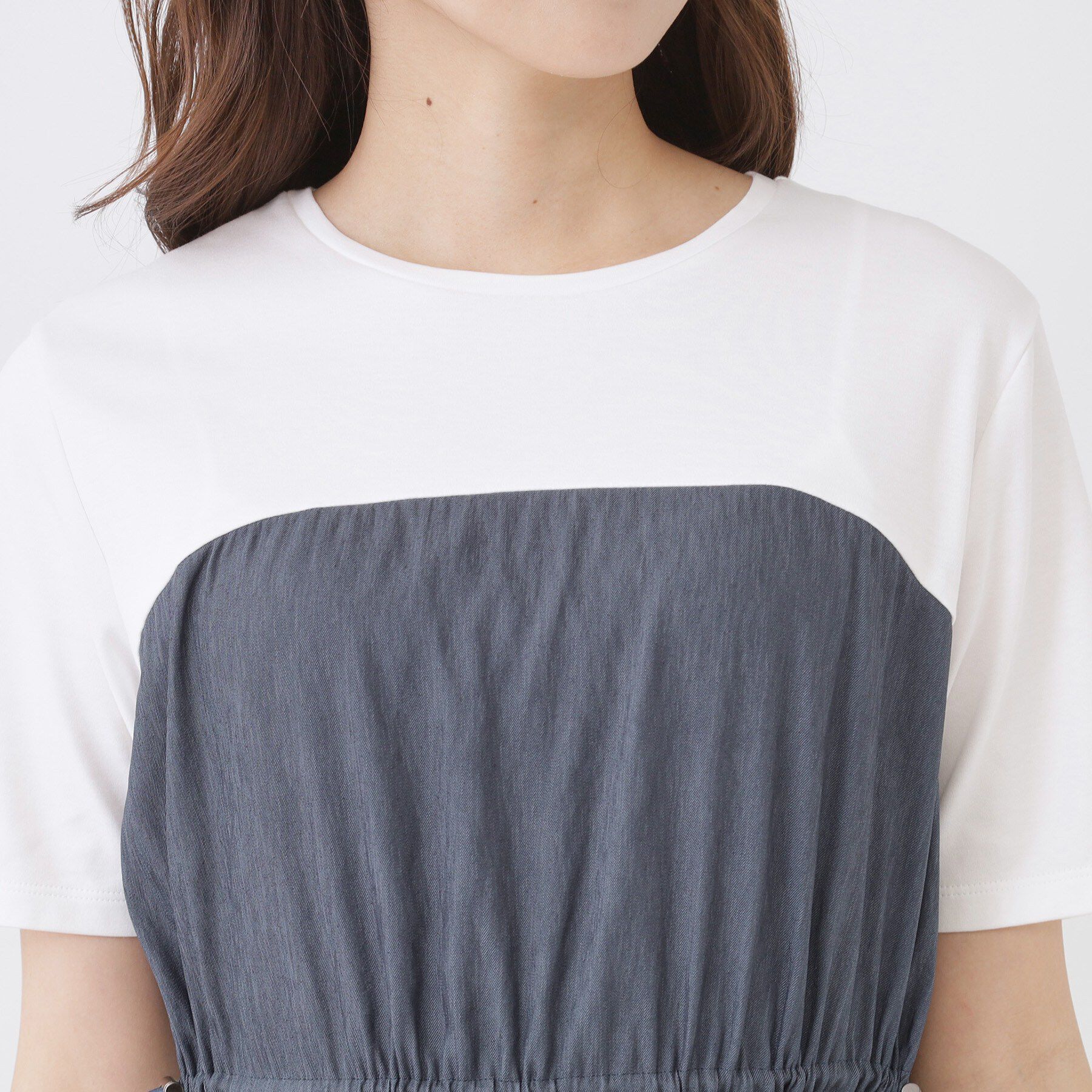 COUP DE CHANCE「【手洗い可】異素材ドッキングワンピース」|ワンピース|