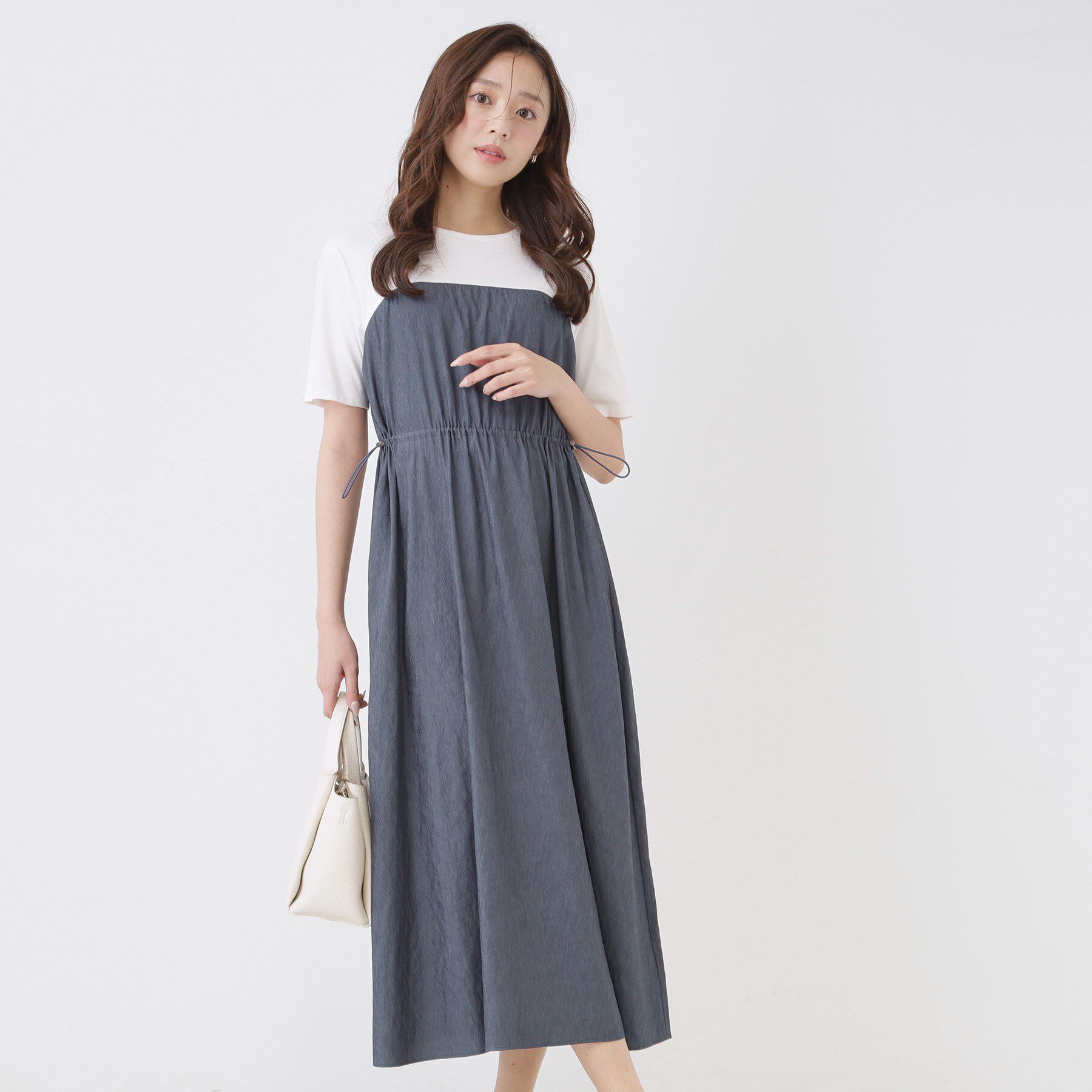 COUP DE CHANCE「【手洗い可】異素材ドッキングワンピース」|ワンピース|ネイビー(594)