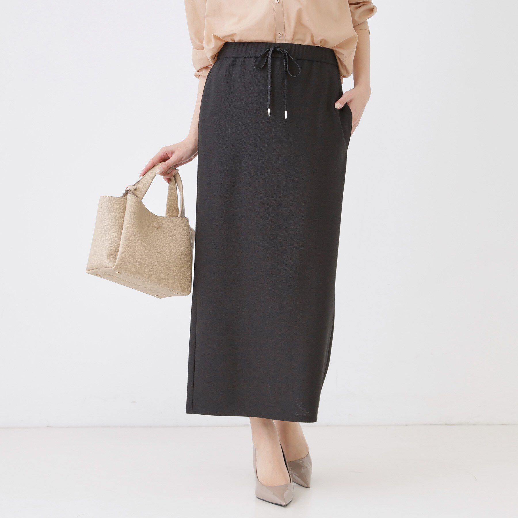 COUP DE CHANCE「【手洗い可／日本製】ジャージ素材ナローロングスカート」|スカート|ブラック(019)