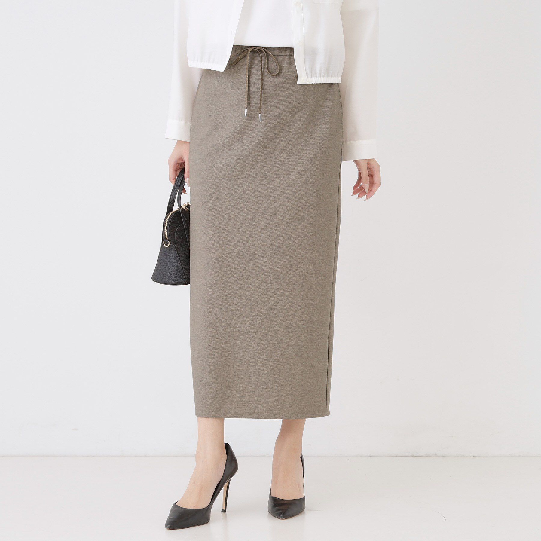 COUP DE CHANCE「【手洗い可／日本製】ジャージ素材ナローロングスカート」|スカート|カーキ(027)