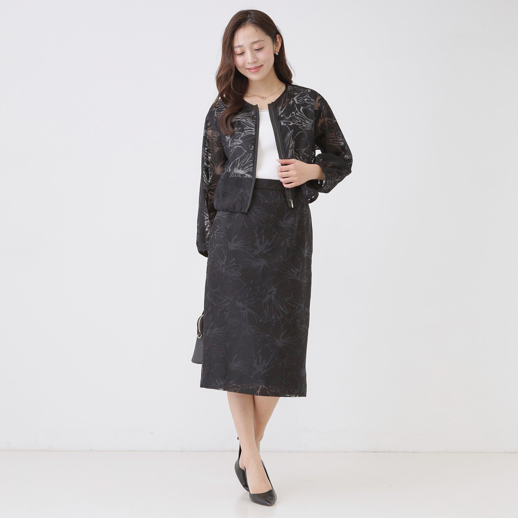 COUP DE CHANCE「【手洗い可／日本製／セットアップ可】オパール加工タイトスカート」|スカート|