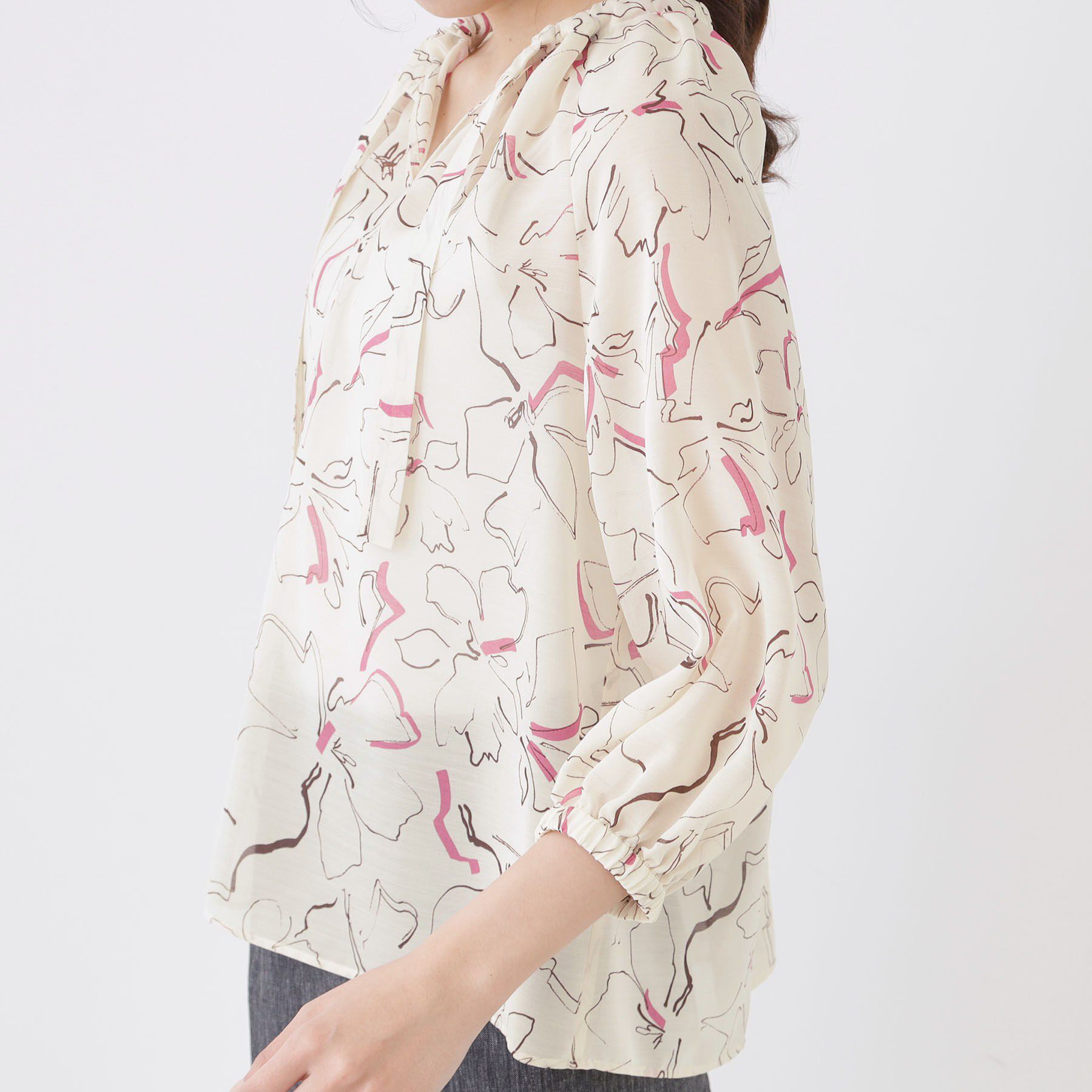 COUP DE CHANCE「【手洗い可/通勤服】シアーローン花柄ブラウス」|シャツ・ブラウス|