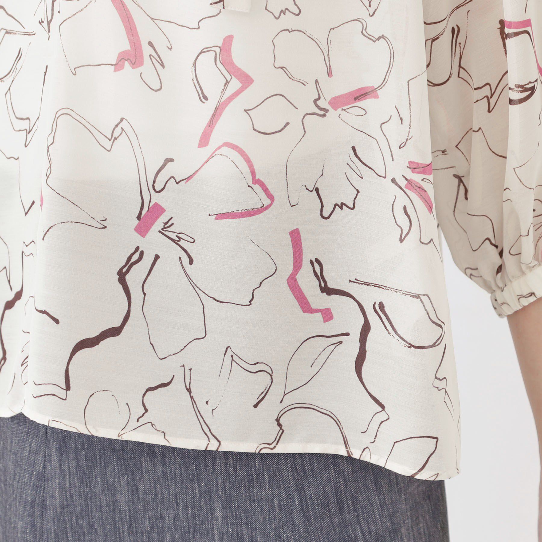 COUP DE CHANCE「【手洗い可/通勤服】シアーローン花柄ブラウス」|シャツ・ブラウス|