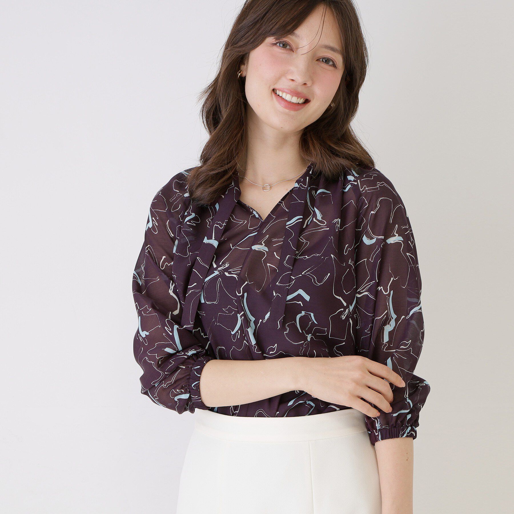 COUP DE CHANCE「【手洗い可/通勤服】シアーローン花柄ブラウス」|シャツ・ブラウス|