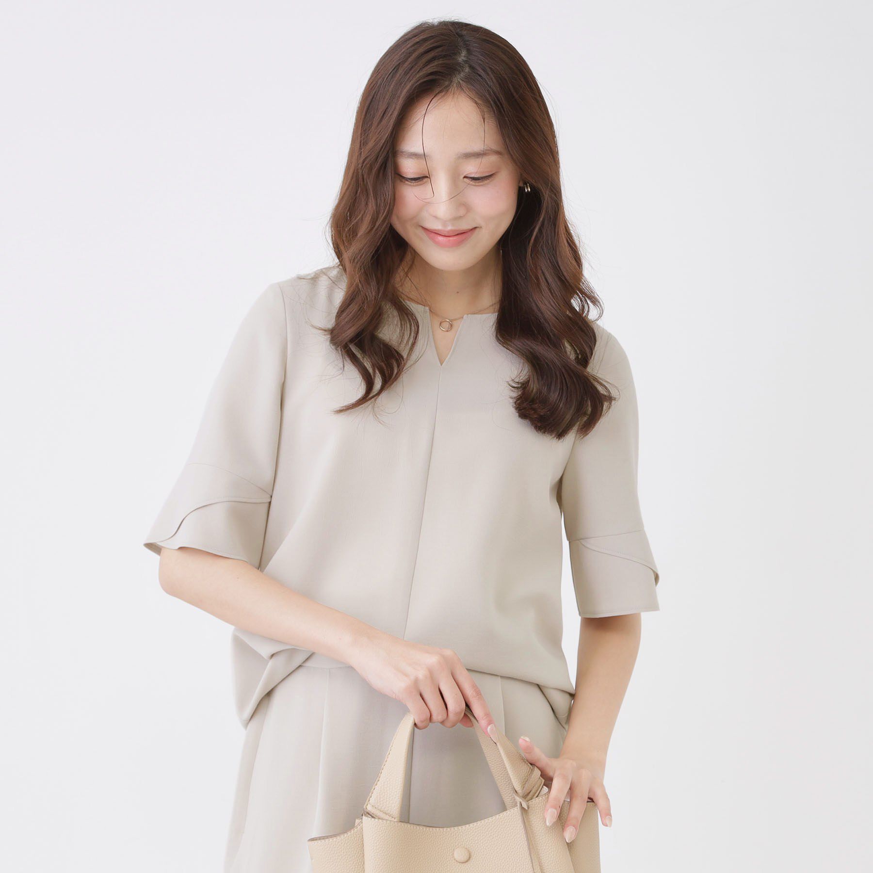 COUP DE CHANCE「【手洗い可／日本製／セットアップ可】キーネックブラウス」|シャツ・ブラウス|