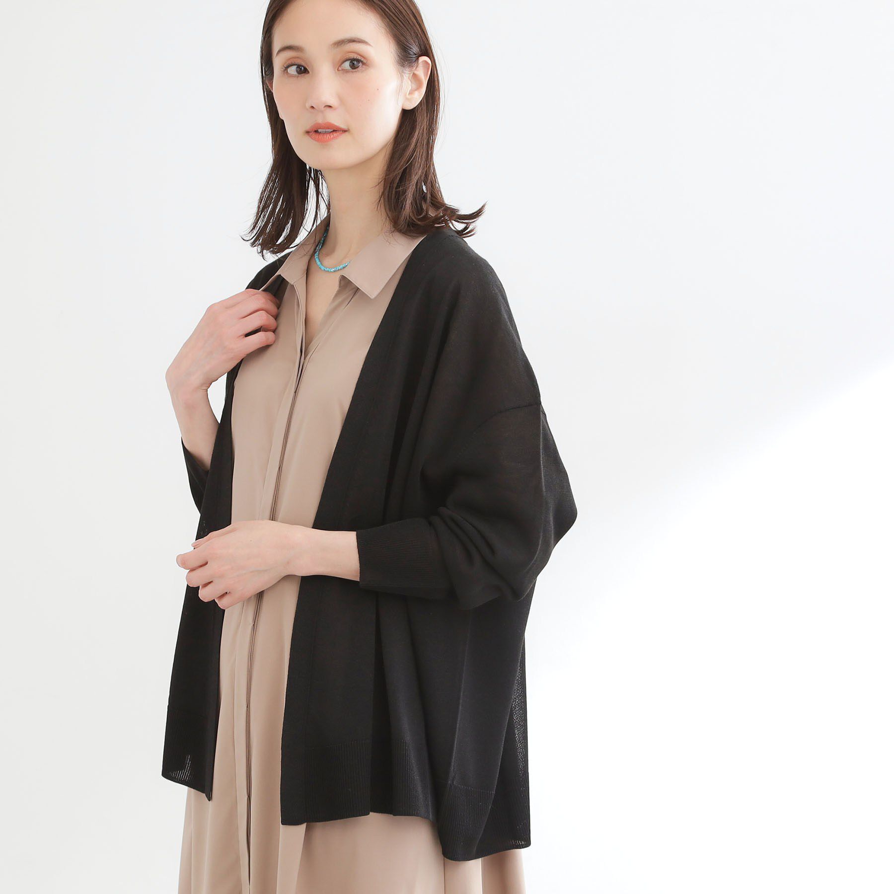 Reflect「【冷房対策に◎】すっきり見え着流しカーディガン」|カーディガン|ブラック(019)