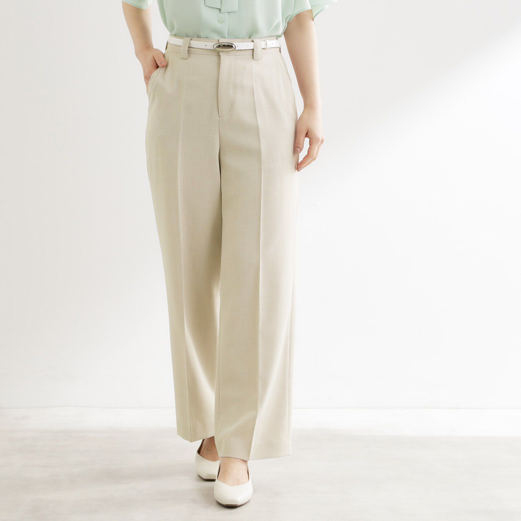 Reflect「ステッチワークストレートワイドパンツ」|その他|グレージュ(050)