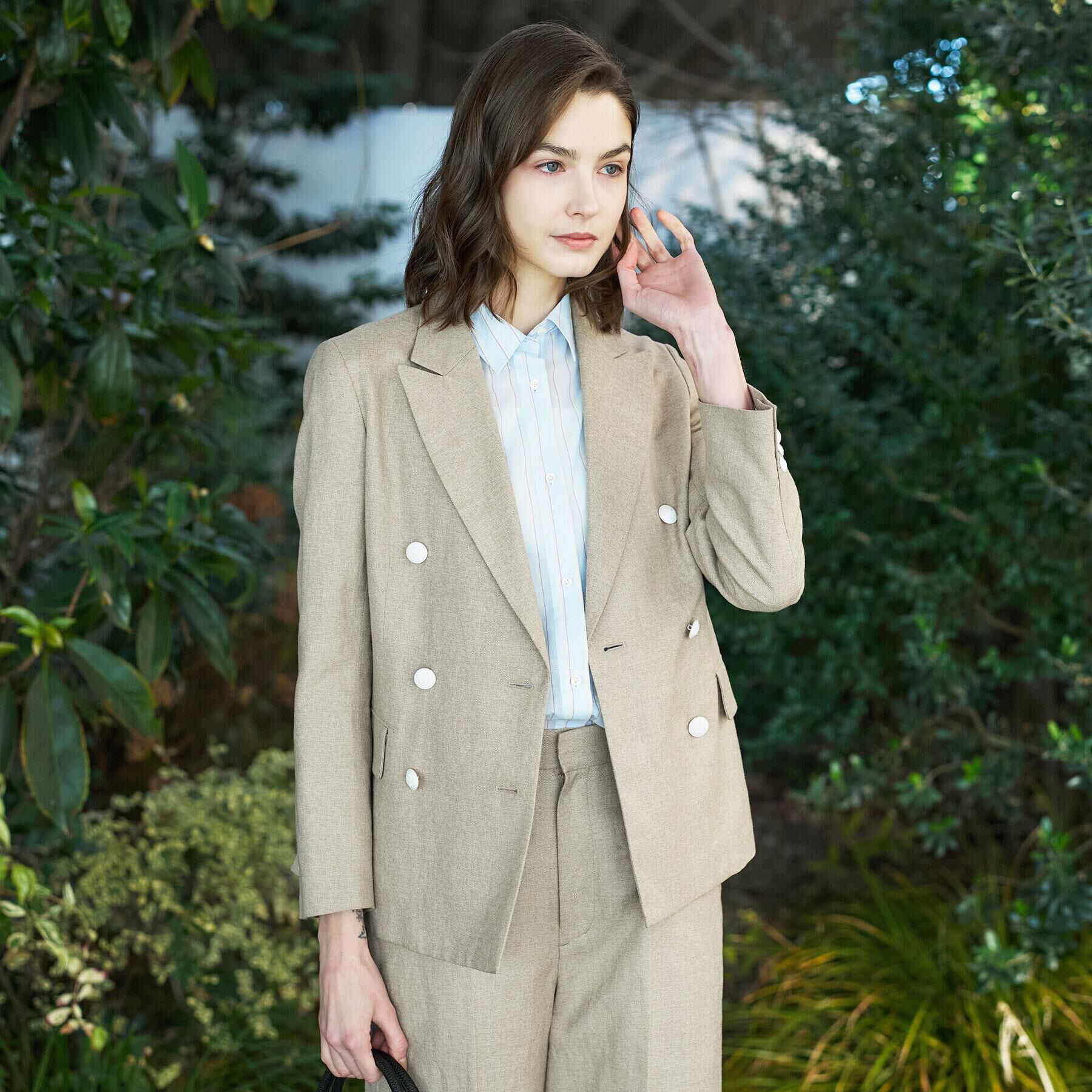 DRESSTERIOR「【セットアップ可】リネンブレンドダブルブレストジャケット」|テーラードジャケット|