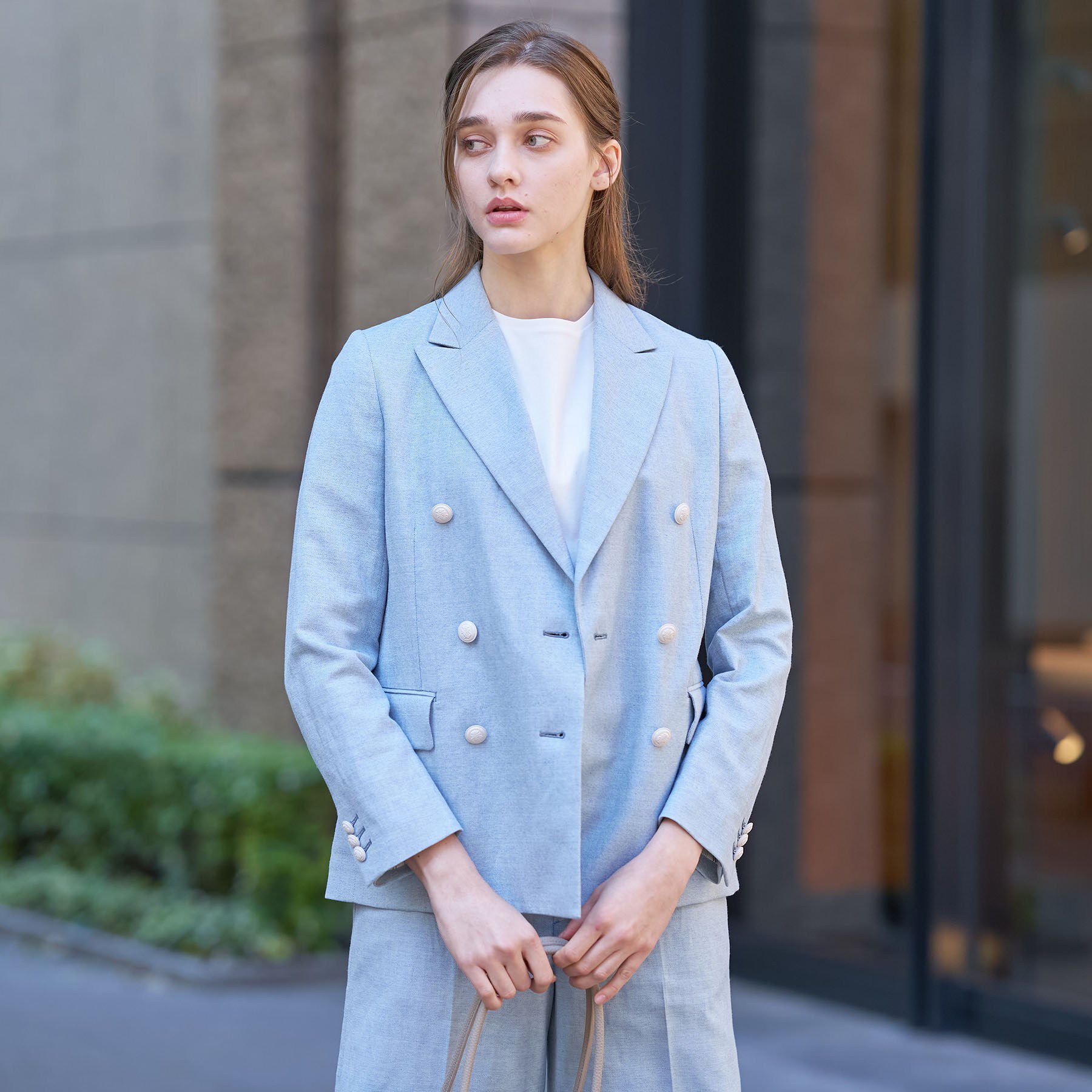 DRESSTERIOR「【セットアップ可】リネンブレンドダブルブレストジャケット」|テーラードジャケット|