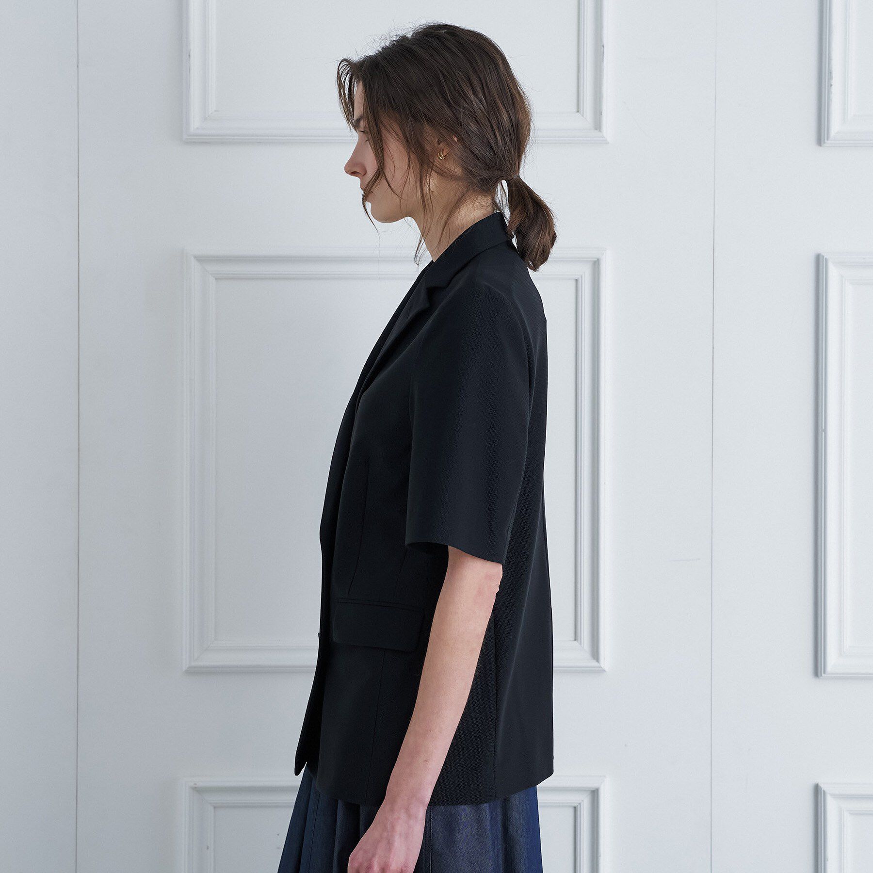 DRESSTERIOR「【接触冷感/UVカット/ウォッシャブル】エアトールハーフスリーブダブルジャケット」|テーラードジャケット|